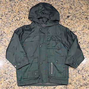 Children's Hooded Green Rain Jacket